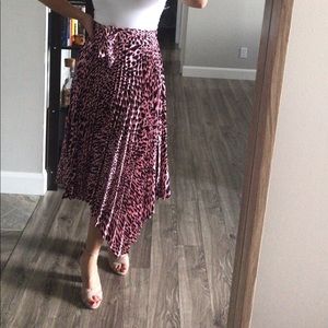 Topshop Flowy pink midi skirt